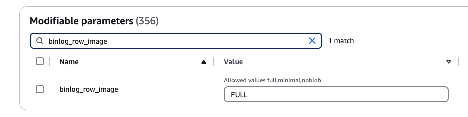 Снимок строк binlog — значение FULL